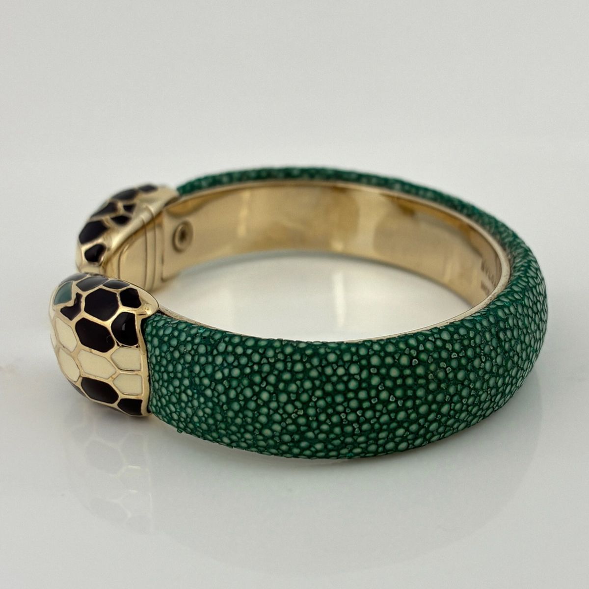 Bvlgari Serpenti Forever Leather Bracelet Bangle Garusha Gold Green — view 3