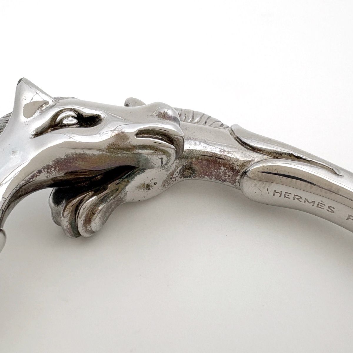 Hermes Bangle Cheval Hose Metal Silver Bracelet — view 3