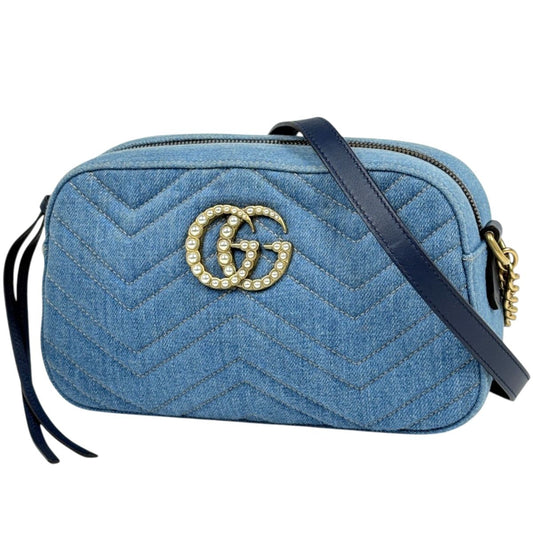 Gucci Shoulder Bag GG Marmont Double G Denim Blue
