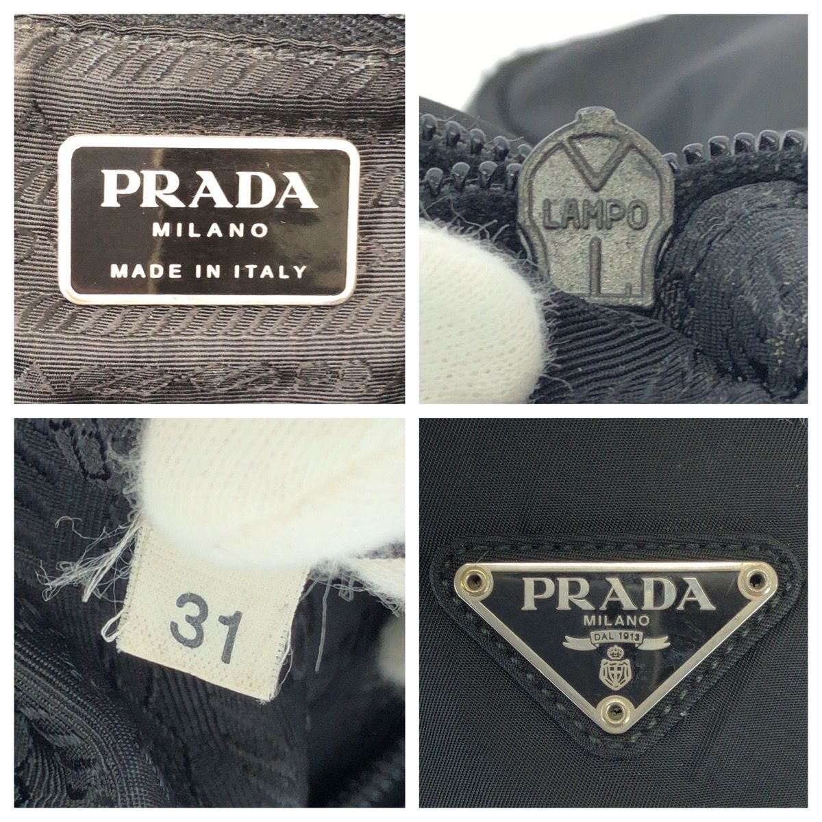 Prada Tessuto Black Silver Nylon Handbag — view 4
