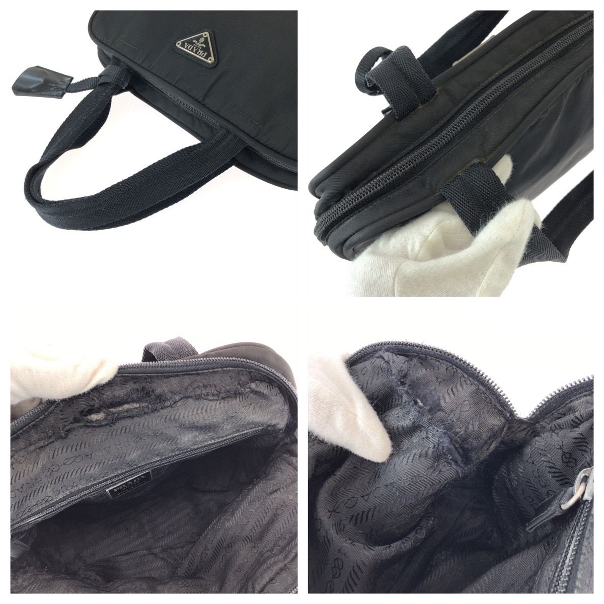 Prada Tessuto Black Silver Nylon Handbag — view 6