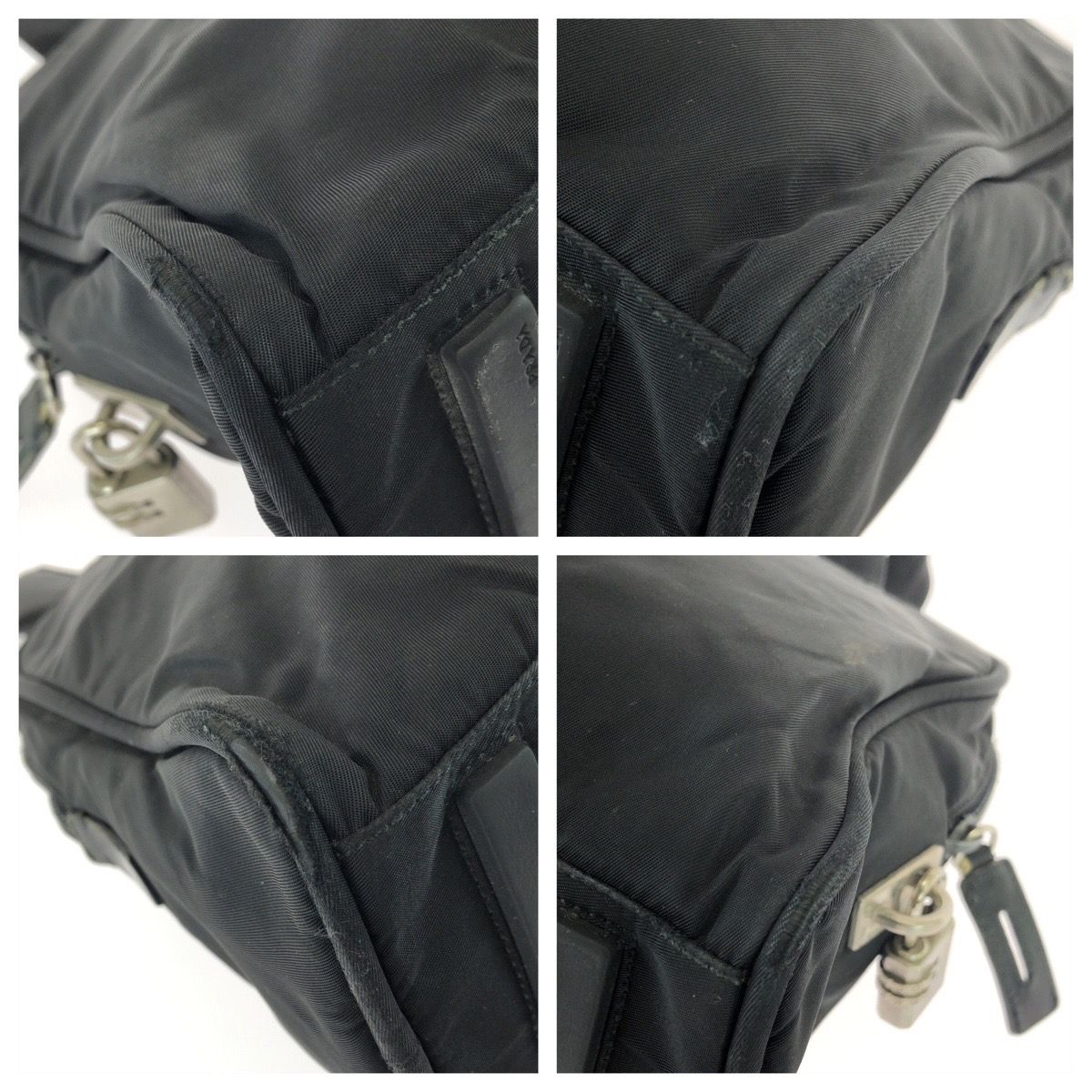 Prada Tessuto Black Silver Nylon Handbag — view 3