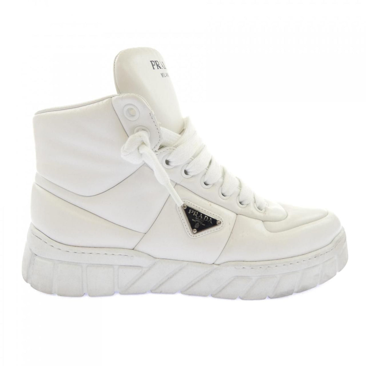 Prada Padded Nappa Leather High Top Triangle Logo Sneakers