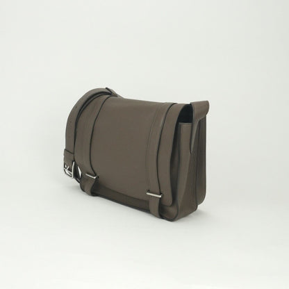 Hermes Steve Shoulder Bag Taurillon Clemence Taupe Gray Silver Messengerbag — view 2
