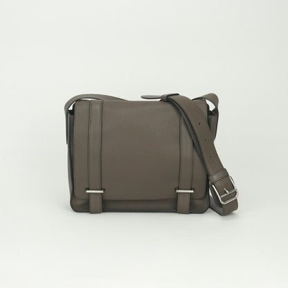 Hermes Steve Shoulder Bag Taurillon Clemence Taupe Gray Silver Messengerbag