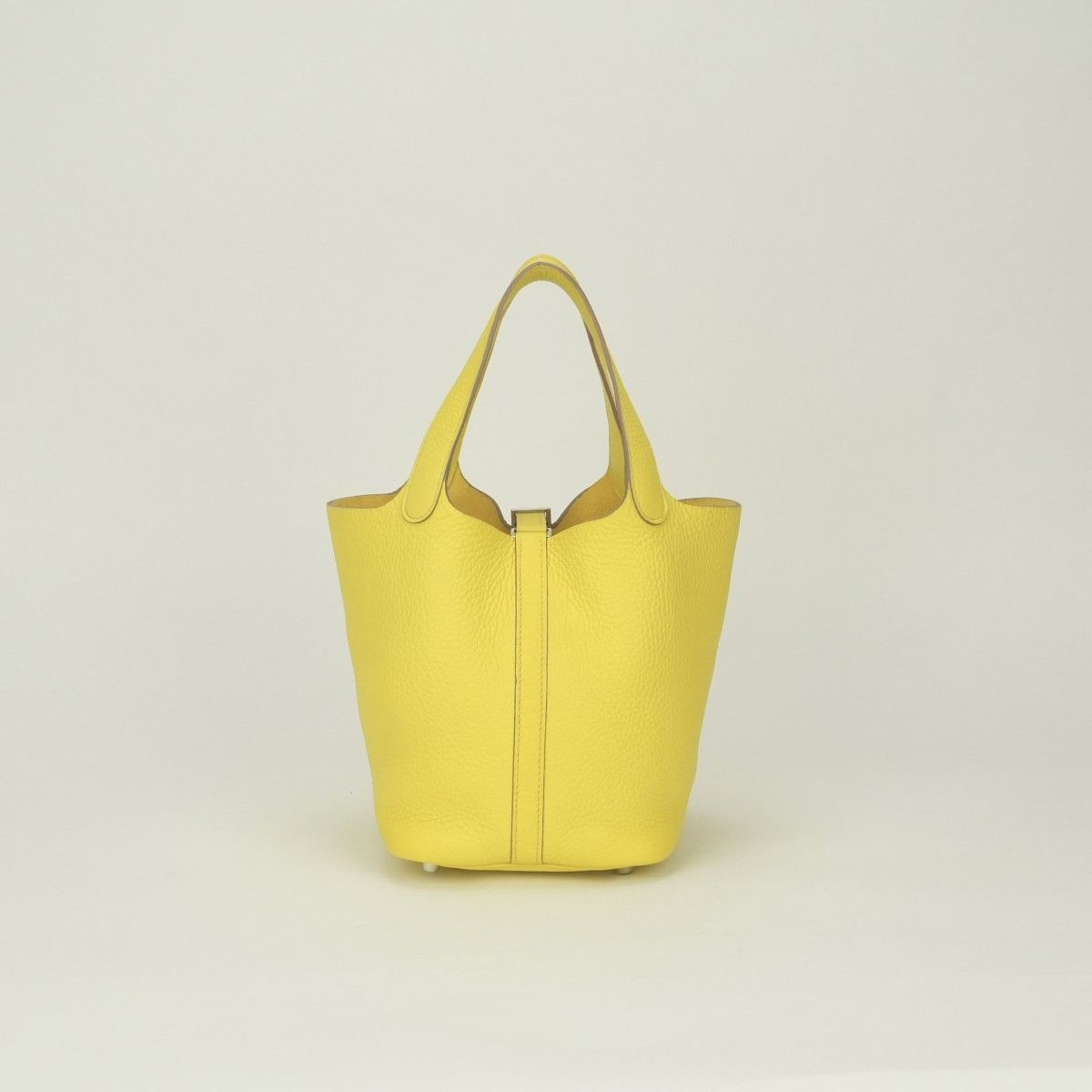 Hermes Picotin Lock PM Tote Taurillon Clemence Lime Yellow Silver — view 3