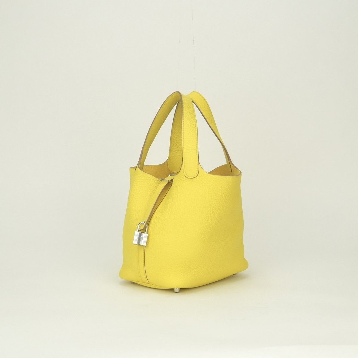 Hermes Picotin Lock PM Tote Taurillon Clemence Lime Yellow Silver — view 2