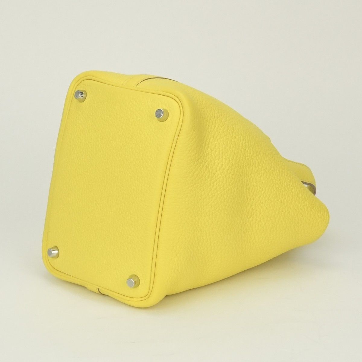 Hermes Picotin Lock PM Tote Taurillon Clemence Lime Yellow Silver — view 5