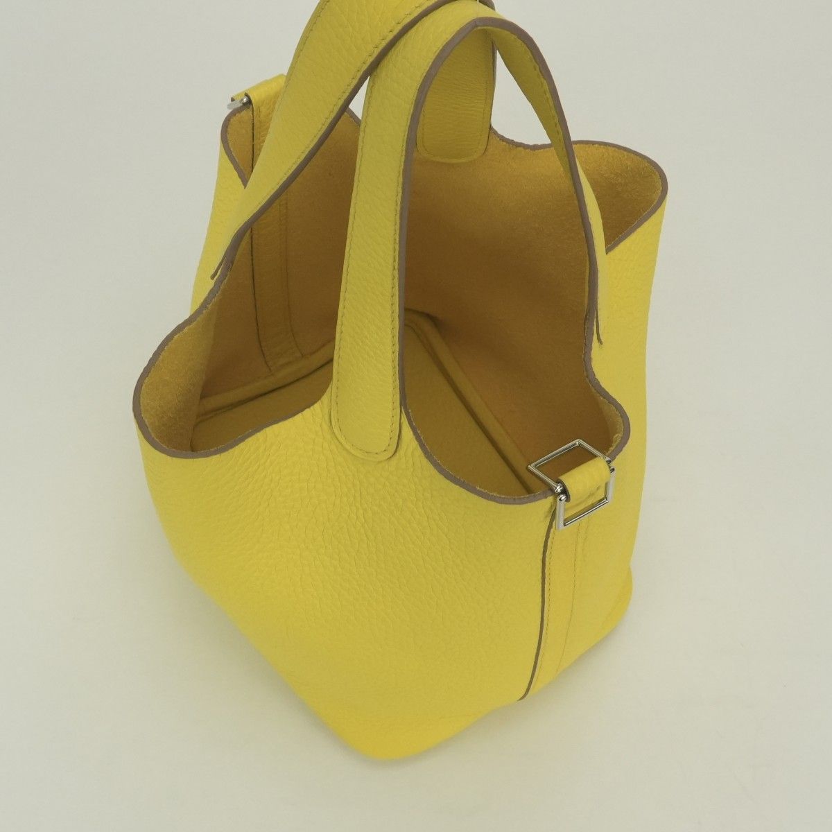 Hermes Picotin Lock PM Tote Taurillon Clemence Lime Yellow Silver — view 7