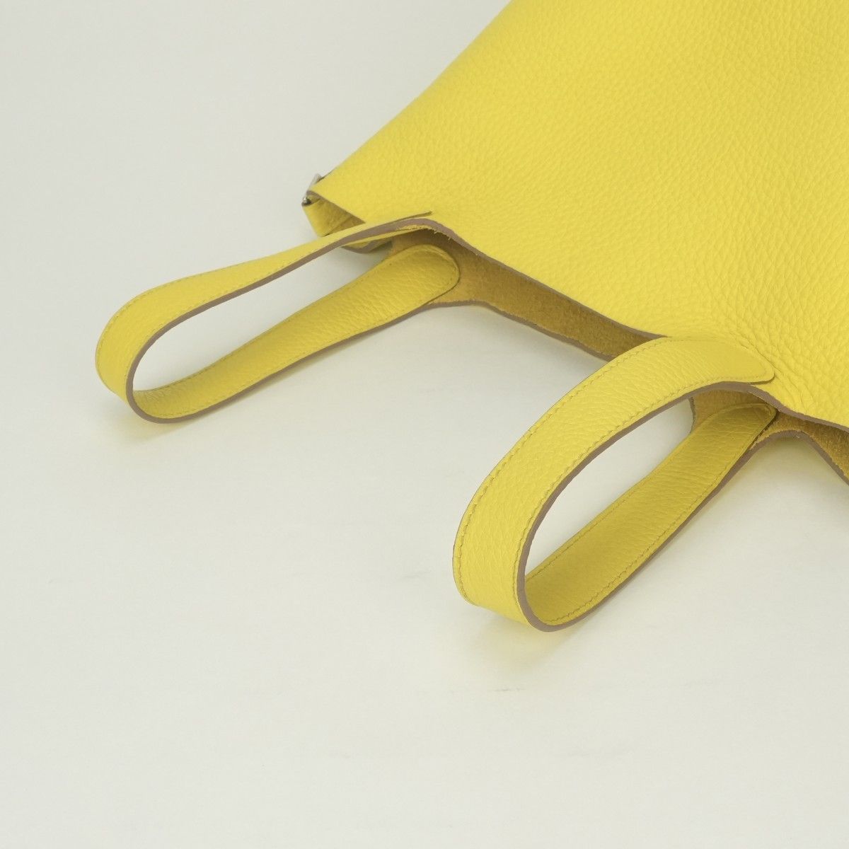 Hermes Picotin Lock PM Tote Taurillon Clemence Lime Yellow Silver — view 4