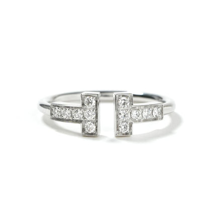 Tiffany & Co Diamond Wire Ring White Gold T Silver