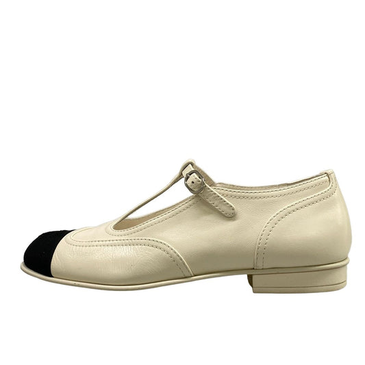 Chanel Shoes White Black CC Logo Leather