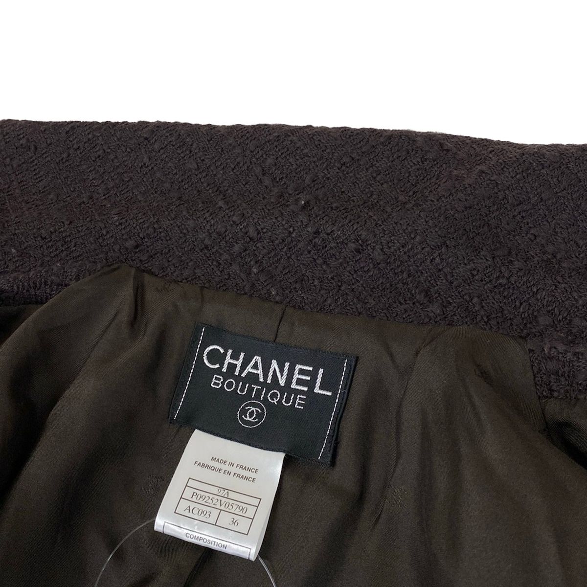 Chanel Coat S Dark Brown Long Sleeve — view 7