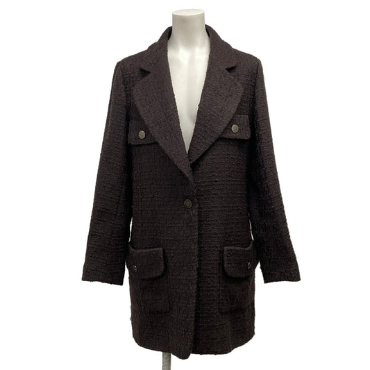 Chanel Coat S Dark Brown Long Sleeve