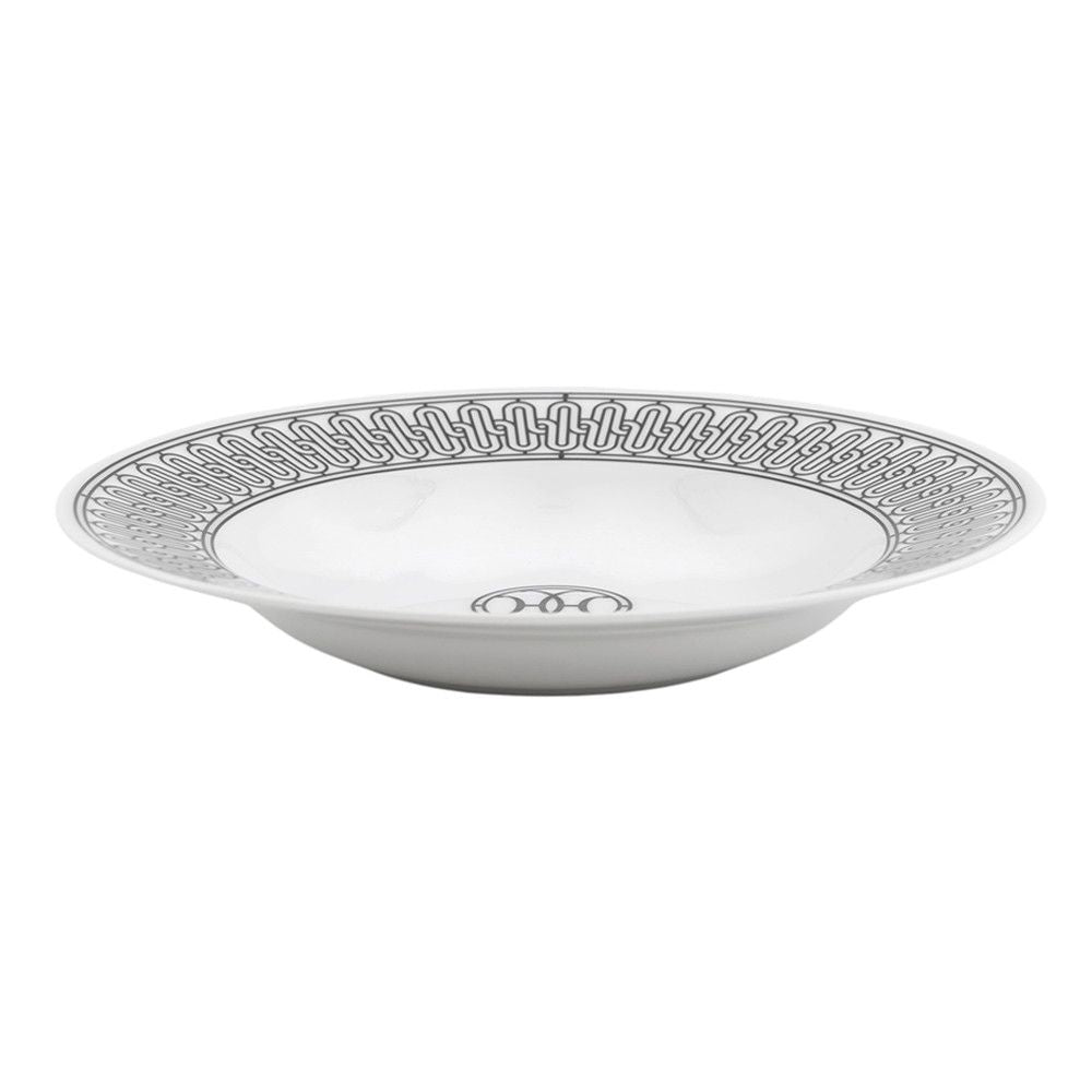 Hermes Soup Plate H Deco Set Ceramic Tableware White Black — view 3