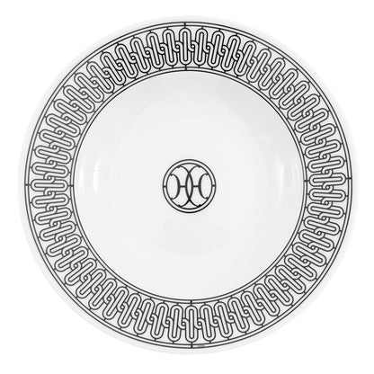 Hermes Soup Plate H Deco Set Ceramic Tableware White Black — view 2