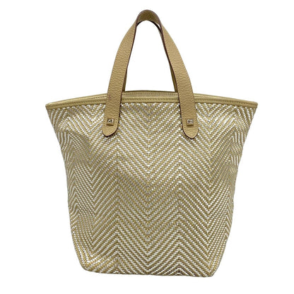 Hermes Tote Chain Nye PM Gray Beige Silver Braided Leather — view 3