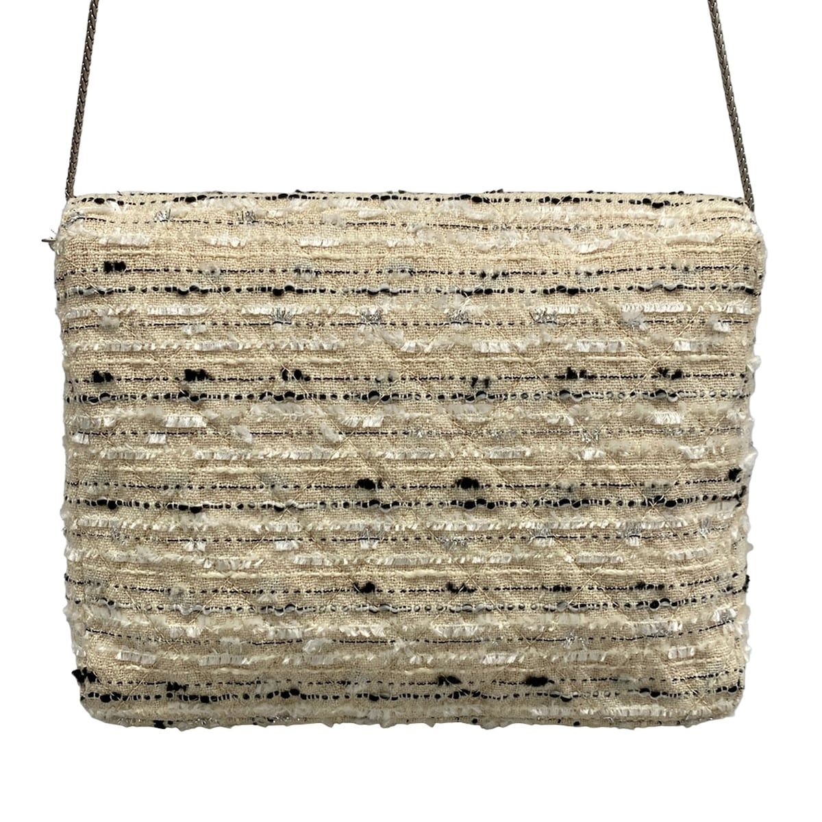 Chanel Shoulder Bag Quilted Beige Silver Multi Chain — view 3