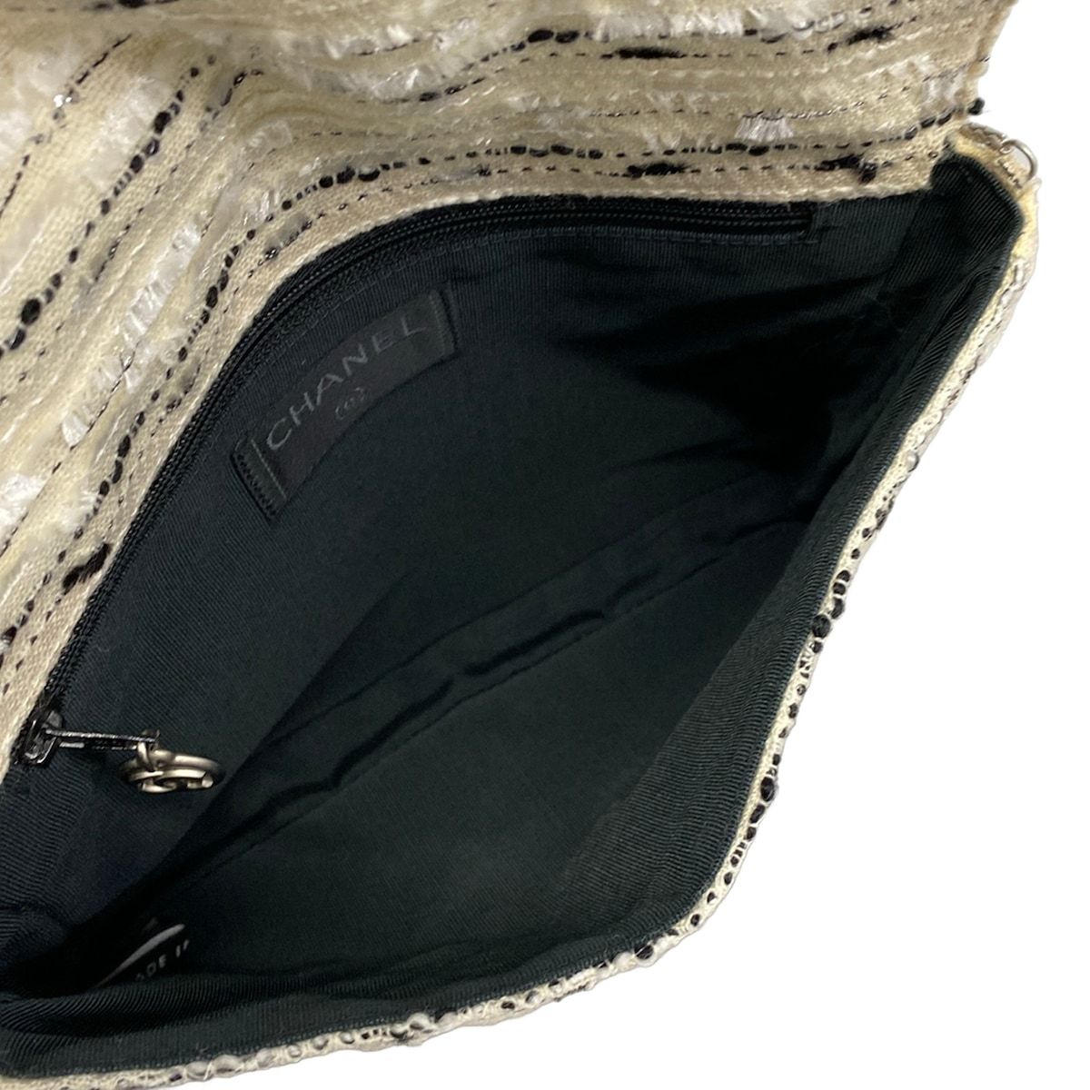Chanel Shoulder Bag Quilted Beige Silver Multi Chain — view 7