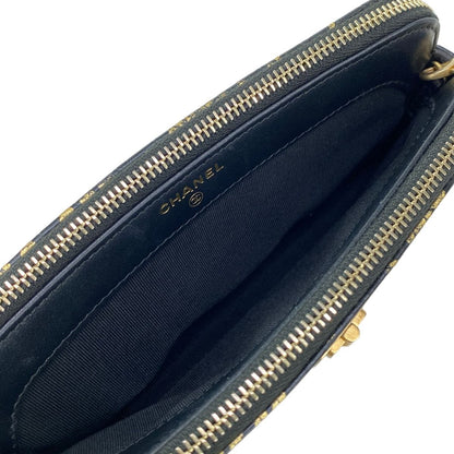 Chanel Wallet 2.55 Black Gold Chain Mademoiselle Vintage Double Zipper Shoulder — view 3