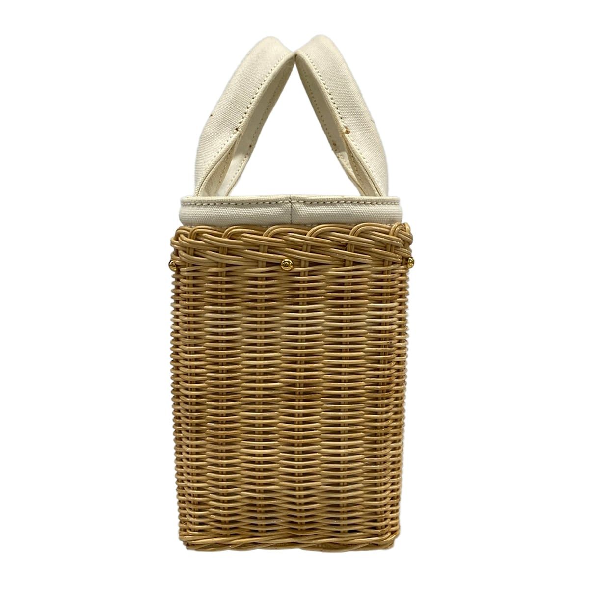 Prada Tote Medium Wicker Canvas Beige Ivory Basket — view 2