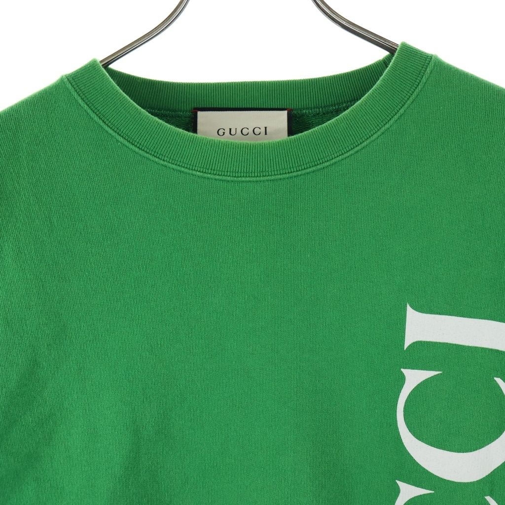 Gucci Front Logo Print Crew Neck Sweatshirt Green — view 3