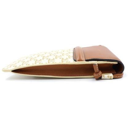 Celine Triomphe All Over Print Phone Pouch Shoulder Bag Brown White — view 3