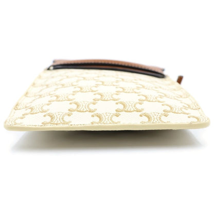 Celine Triomphe All Over Print Phone Pouch Shoulder Bag Brown White — view 4