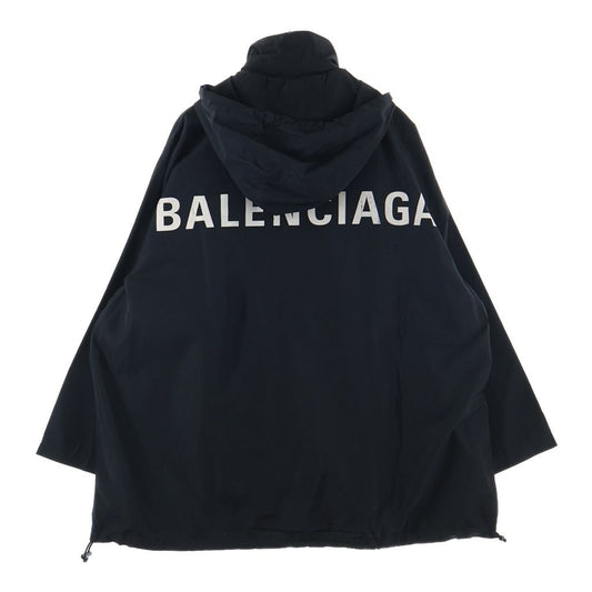 Balenciaga Nylon Jacket Black with Back Logo Print Drawstring