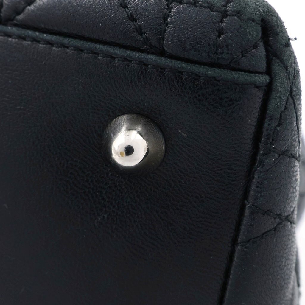 Dior Cannage Handbag Black Leather Silver — view 6