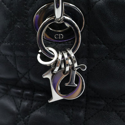 Dior Cannage Handbag Black Leather Silver — view 8