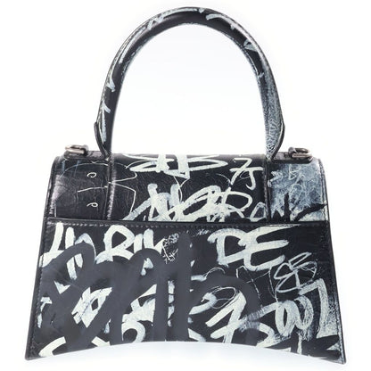 Balenciaga Hourglass Graffiti Small 2-Way Shoulder Bag Black Leather — view 2