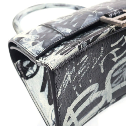 Balenciaga Hourglass Graffiti Small 2-Way Shoulder Bag Black Leather — view 5