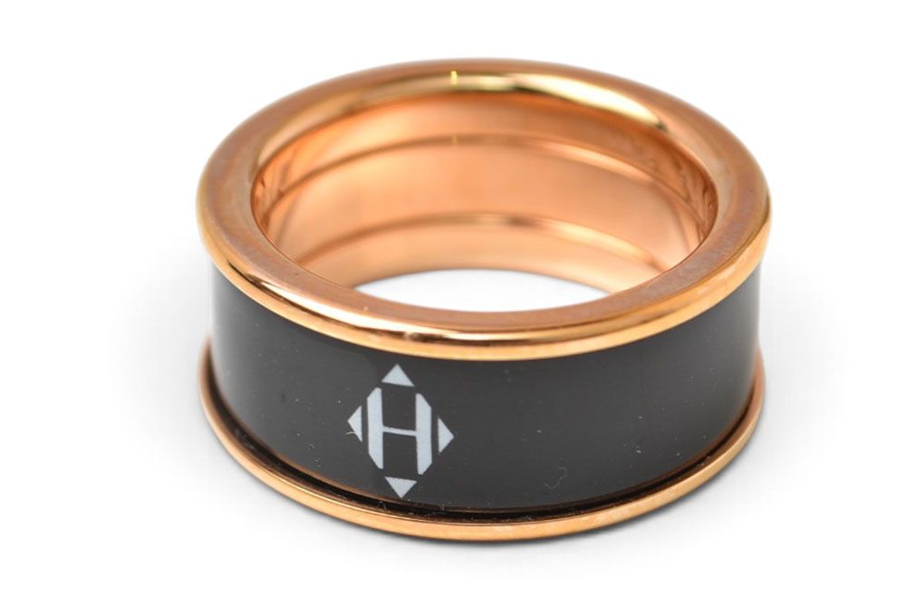 Hermes Ring Uni MM H Dearman Black Pink Gold