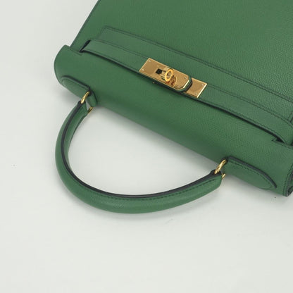 Hermes Kelly 28 Tote Courchevel Green Gold — view 4
