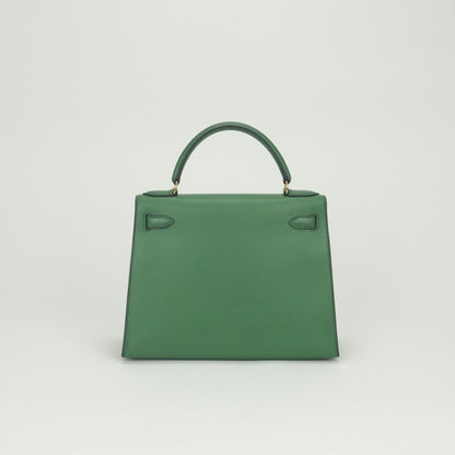 Hermes Kelly 28 Tote Courchevel Green Gold — view 3