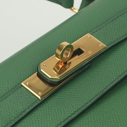 Hermes Kelly 28 Tote Courchevel Green Gold — view 7