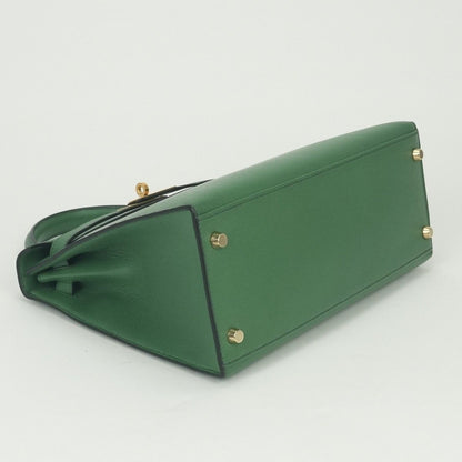 Hermes Kelly 28 Tote Courchevel Green Gold — view 6
