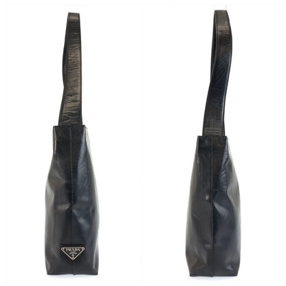 Prada Embossed Black Patent Leather Shoulder Bag — view 8