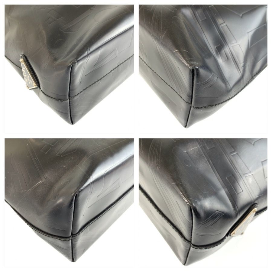 Prada Embossed Black Patent Leather Shoulder Bag — view 4