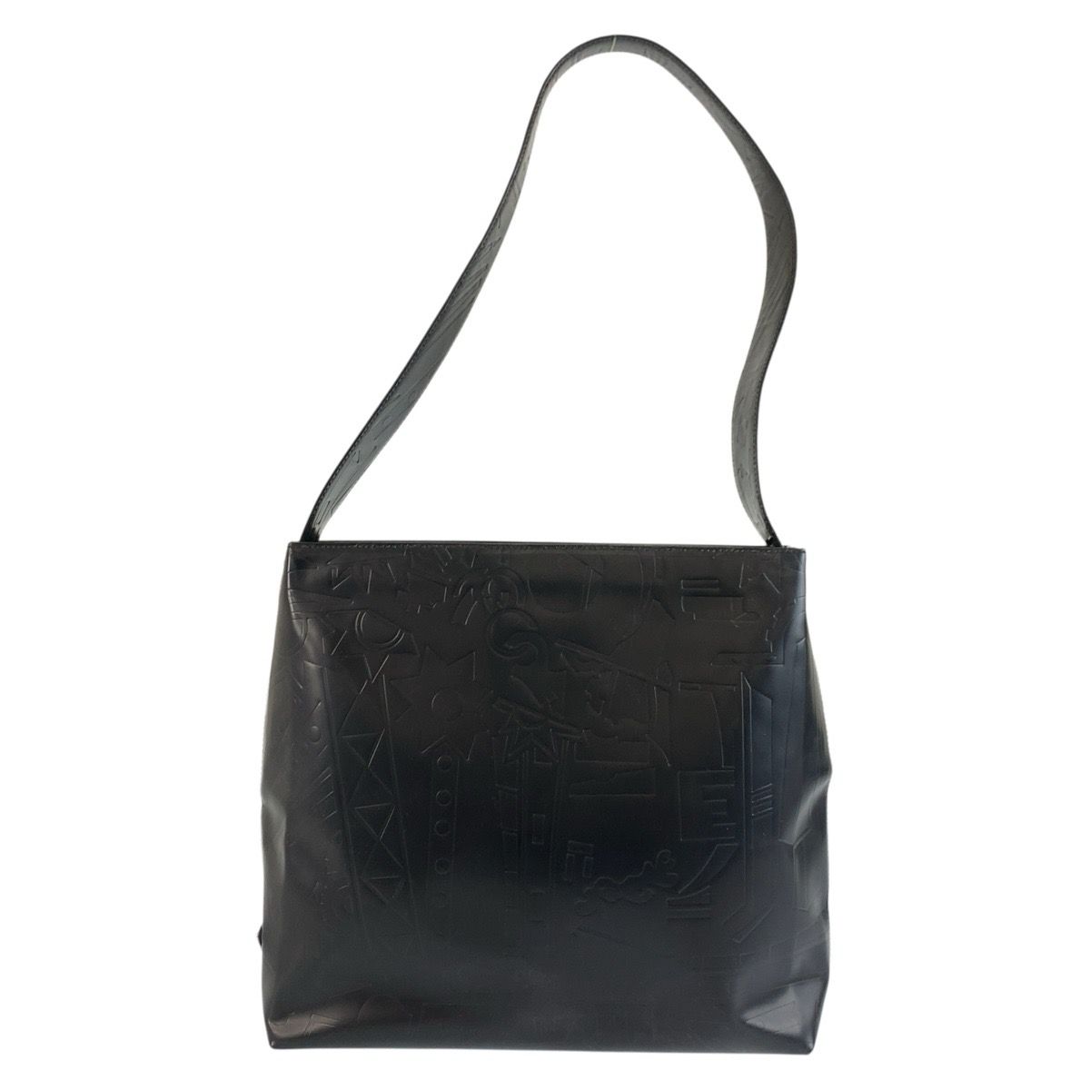 Prada Embossed Black Patent Leather Shoulder Bag