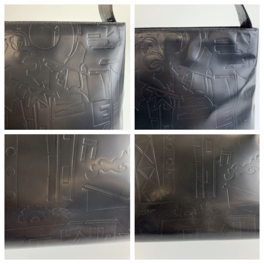 Prada Embossed Black Patent Leather Shoulder Bag — view 5