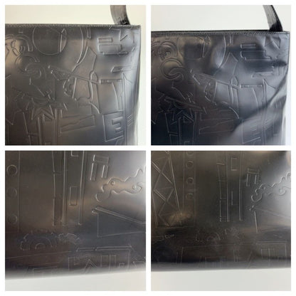 Prada Embossed Black Patent Leather Shoulder Bag — view 5