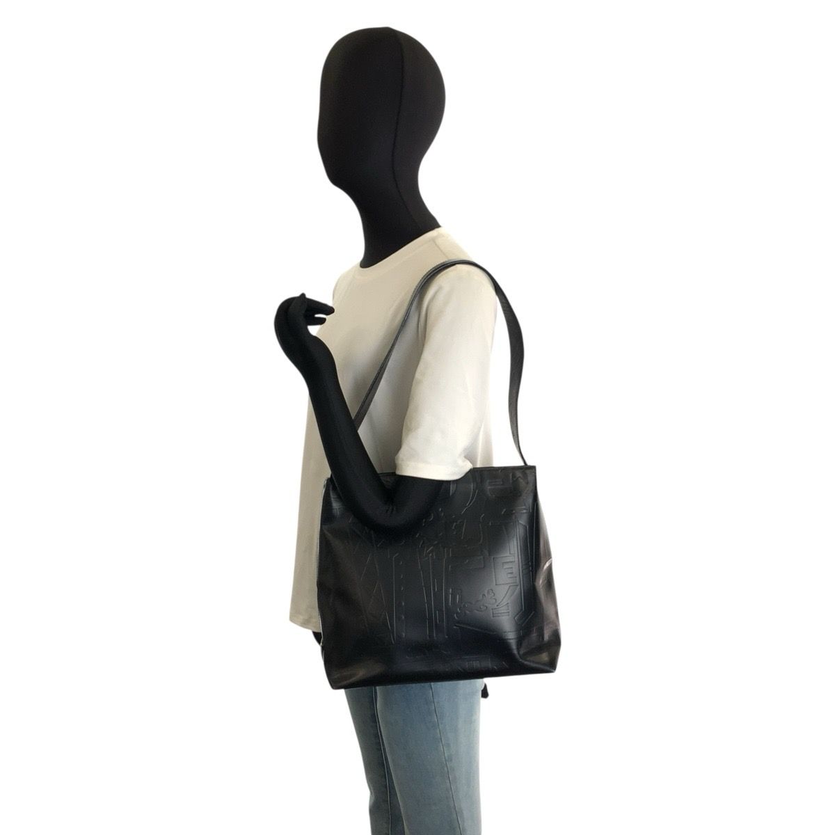 Prada Embossed Black Patent Leather Shoulder Bag — view 7