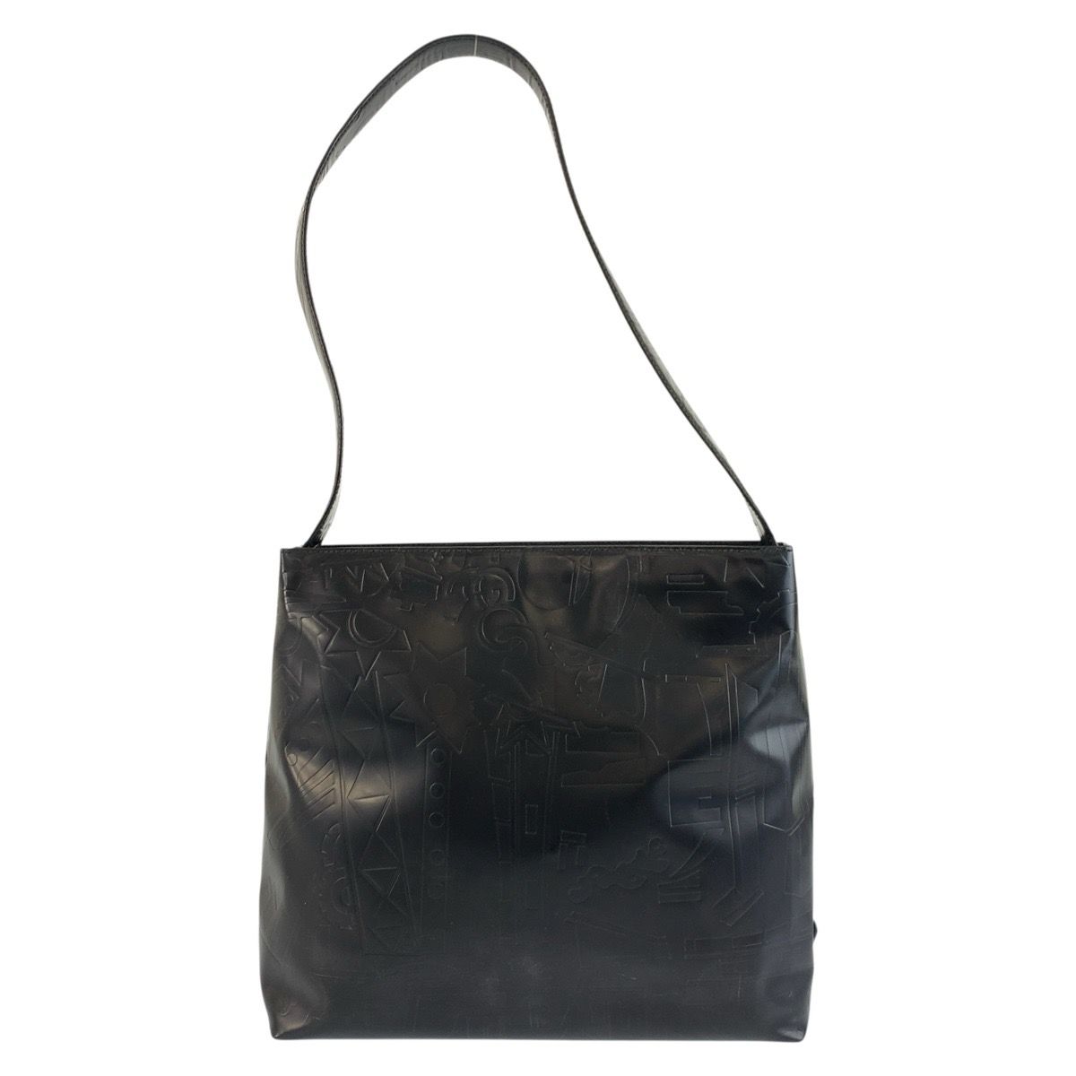 Prada Embossed Black Patent Leather Shoulder Bag — view 2