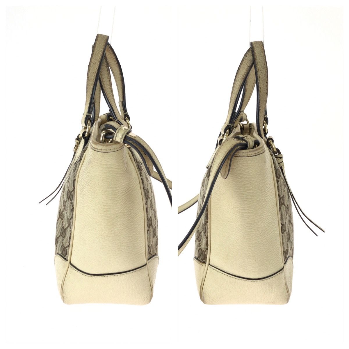 Gucci 2-Way Beige Gold GG Canvas Leather Shoulder Bag — view 8