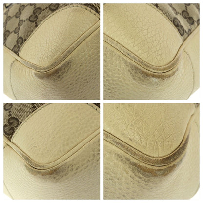 Gucci 2-Way Beige Gold GG Canvas Leather Shoulder Bag — view 3