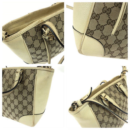 Gucci 2-Way Beige Gold GG Canvas Leather Shoulder Bag — view 5