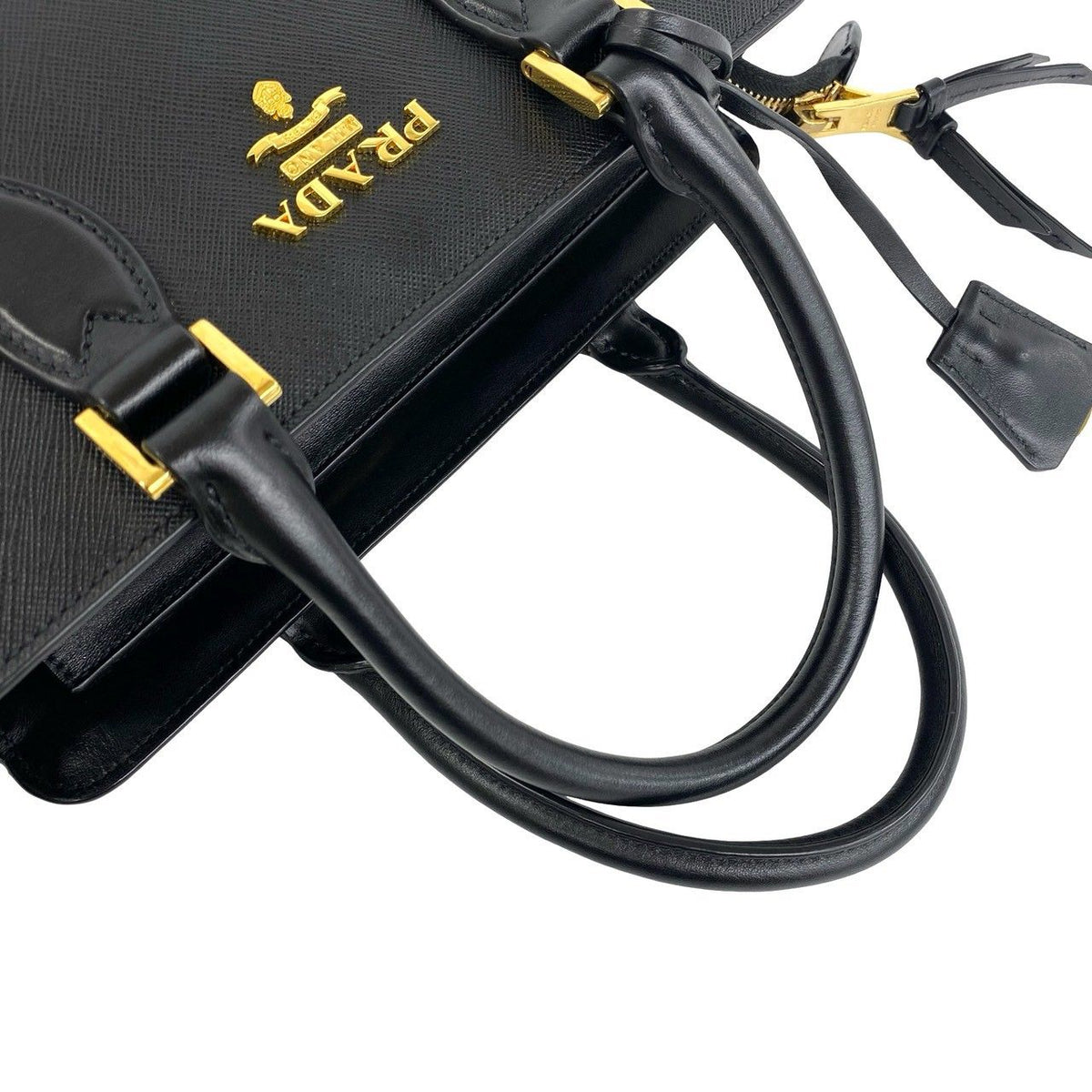 Prada Logo Leather 2-Way Shoulder Bag Mini Tote Black — view 4