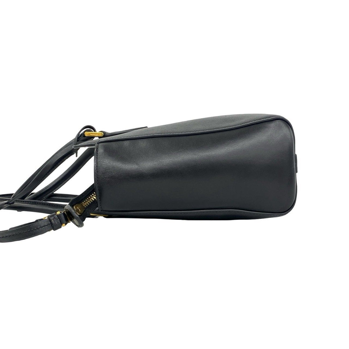 Prada Logo Leather 2-Way Shoulder Bag Mini Tote Black — view 5